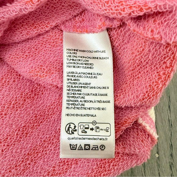 Free People We The Free Oversized Crew Neck Stripe Sweatshirt Papaya Pink Orange - Picture 10 of 10